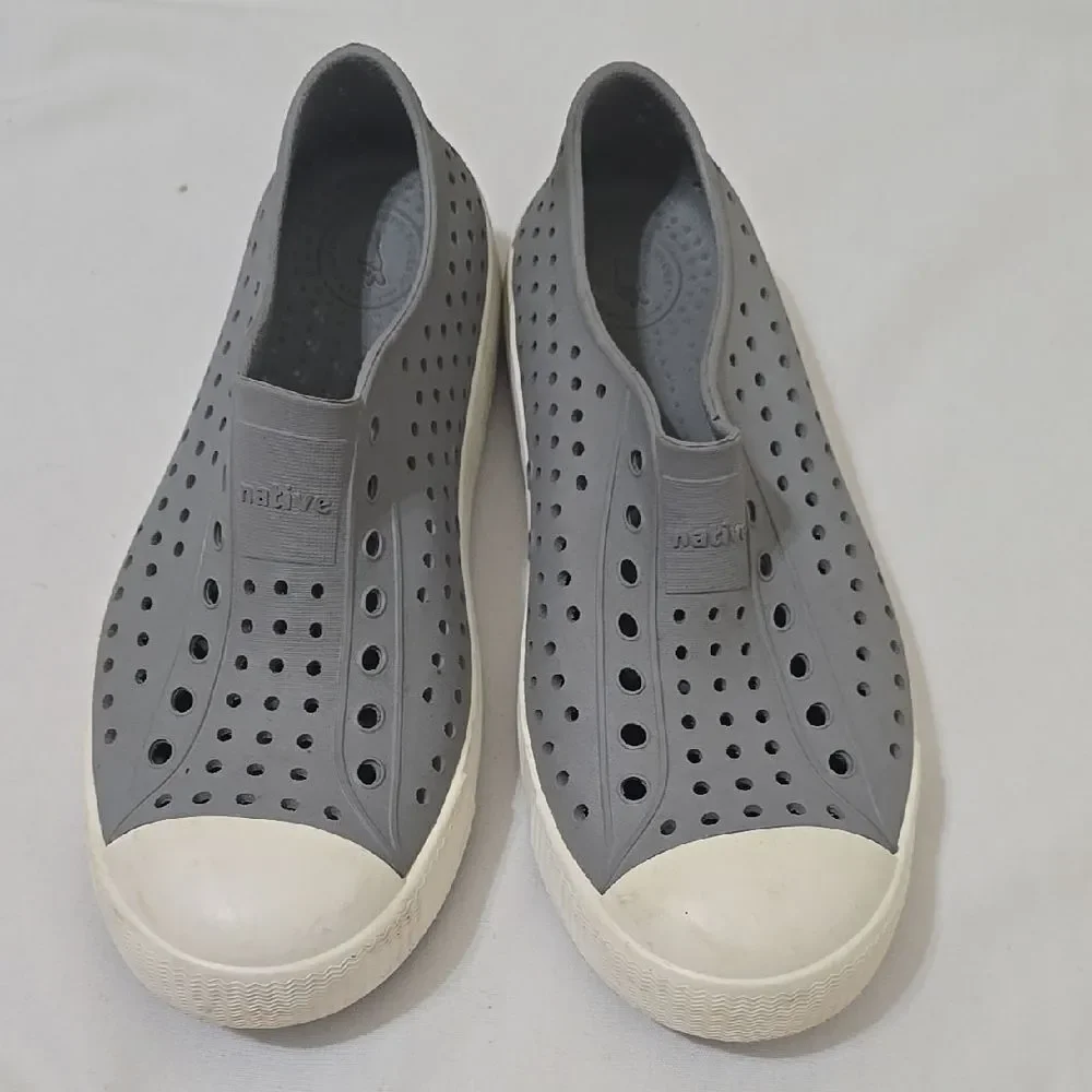 Native Gray and White Water Shoes with Perforated‎ Design